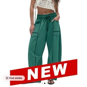 Tanming Women's High Waisted Barrel Sweatpants Baggy green large BNWT